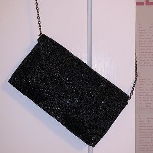 NORDSTROM black beaded evening clutch